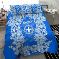 Greece Baroque Pattern Bedding Set with Greek Flag Crest and Country Map