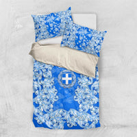 Greece Baroque Pattern Bedding Set with Greek Flag Crest and Country Map