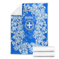 Greece Baroque Pattern Blanket with Greek Flag Crest and Country Map