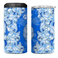 Greece Baroque Pattern 4 in 1 Can Cooler Tumbler with Greek Flag Crest and Country Map