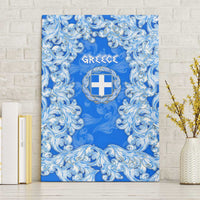 Greece Baroque Pattern Canvas Wall Art with Greek Flag Crest and Country Map