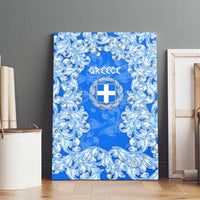 Greece Baroque Pattern Canvas Wall Art with Greek Flag Crest and Country Map
