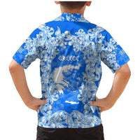 Greece Baroque Pattern Family Matching Mermaid Dress and Hawaiian Shirt with Greek Flag Crest and Country Map