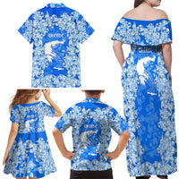 Greece Baroque Pattern Family Matching Off Shoulder Maxi Dress and Hawaiian Shirt with Greek Flag Crest and Country Map