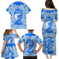 Greece Baroque Pattern Family Matching Puletasi and Hawaiian Shirt with Greek Flag Crest and Country Map