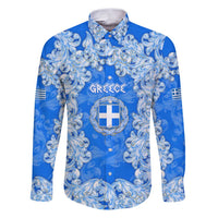 Greece Baroque Pattern Family Matching Puletasi and Hawaiian Shirt with Greek Flag Crest and Country Map