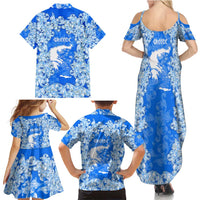 Greece Baroque Pattern Family Matching Summer Maxi Dress and Hawaiian Shirt with Greek Flag Crest and Country Map