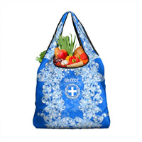 Greece Baroque Pattern Grocery Bag with Greek Flag Crest and Country Map