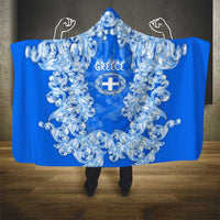 Greece Baroque Pattern Hooded Blanket with Greek Flag Crest and Country Map