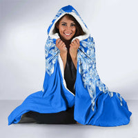 Greece Baroque Pattern Hooded Blanket with Greek Flag Crest and Country Map
