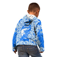 Greece Baroque Pattern Kid Hoodie with Greek Flag Crest and Country Map