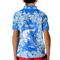 Greece Baroque Pattern Kid Polo Shirt with Greek Flag Crest and Country Map