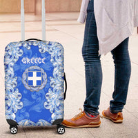 Greece Baroque Pattern Luggage Cover with Greek Flag Crest and Country Map