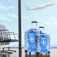 Greece Baroque Pattern Luggage Cover with Greek Flag Crest and Country Map