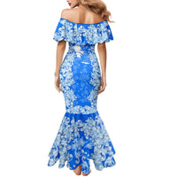 Greece Baroque Pattern Mermaid Dress with Greek Flag Crest and Country Map