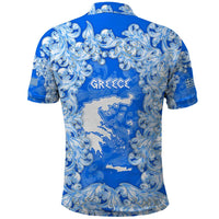 Greece Baroque Pattern Polo Shirt with Greek Flag Crest and Country Map