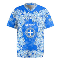 Greece Baroque Pattern Rugby Jersey with Greek Flag Crest and Country Map