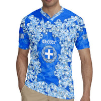 Greece Baroque Pattern Rugby Jersey with Greek Flag Crest and Country Map