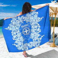 Greece Baroque Pattern Sarong with Greek Flag Crest and Country Map