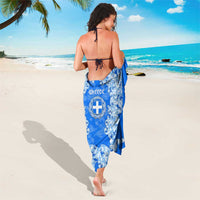 Greece Baroque Pattern Sarong with Greek Flag Crest and Country Map