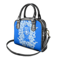 Greece Baroque Pattern Shoulder Handbag with Greek Flag Crest and Country Map