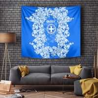 Greece Baroque Pattern Tapestry with Greek Flag Crest and Country Map
