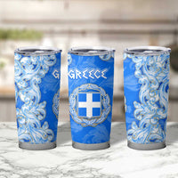 Greece Baroque Pattern Tumbler Cup with Greek Flag Crest and Country Map