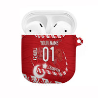 Personalized Turkey Football Bozkurt Mascot AirPods Case Turkish Flag Crescent Moon Red And White Comic Art
