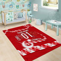 Personalized Turkey Football Bozkurt Mascot Area Rug Turkish Flag Crescent Moon Red And White Comic Art