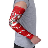 Personalized Turkey Football Bozkurt Mascot Arm Sleeves Turkish Flag Crescent Moon Red And White Comic Art