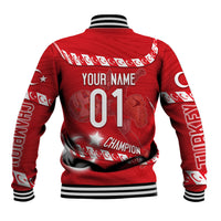 Personalized Turkey Football Bozkurt Mascot Baseball Jacket Turkish Flag Crescent Moon Red And White Comic Art