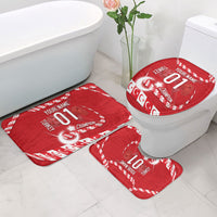Personalized Turkey Football Bozkurt Mascot Bathroom Set Turkish Flag Crescent Moon Red And White Comic Art