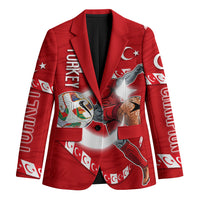 Personalized Turkey Football Bozkurt Mascot Blazer Turkish Flag Crescent Moon Red And White Comic Art