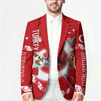 Personalized Turkey Football Bozkurt Mascot Blazer Turkish Flag Crescent Moon Red And White Comic Art