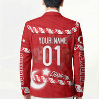 Personalized Turkey Football Bozkurt Mascot Blazer Turkish Flag Crescent Moon Red And White Comic Art