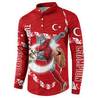 Personalized Turkey Football Bozkurt Mascot Button Sweatshirt Turkish Flag Crescent Moon Red And White Comic Art