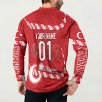 Personalized Turkey Football Bozkurt Mascot Button Sweatshirt Turkish Flag Crescent Moon Red And White Comic Art