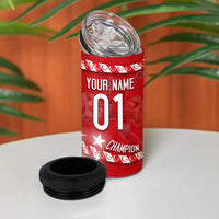 Personalized Turkey Football Bozkurt Mascot 4 in 1 Can Cooler Tumbler Turkish Flag Crescent Moon Red And White Comic Art