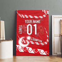 Personalized Turkey Football Bozkurt Mascot Canvas Wall Art Turkish Flag Crescent Moon Red And White Comic Art