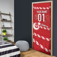 Personalized Turkey Football Bozkurt Mascot Door Cover Turkish Flag Crescent Moon Red And White Comic Art