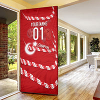 Personalized Turkey Football Bozkurt Mascot Door Cover Turkish Flag Crescent Moon Red And White Comic Art