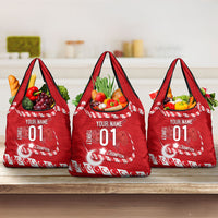 Personalized Turkey Football Bozkurt Mascot Grocery Bag Turkish Flag Crescent Moon Red And White Comic Art