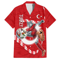 Personalized Turkey Football Bozkurt Mascot Hawaiian Shirt Turkish Flag Crescent Moon Red And White Comic Art