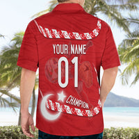 Personalized Turkey Football Bozkurt Mascot Hawaiian Shirt Turkish Flag Crescent Moon Red And White Comic Art