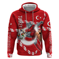 Personalized Turkey Football Bozkurt Mascot Hoodie Turkish Flag Crescent Moon Red And White Comic Art