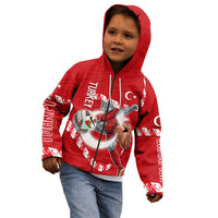 Personalized Turkey Football Bozkurt Mascot Kid Hoodie Turkish Flag Crescent Moon Red And White Comic Art
