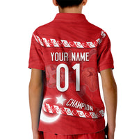 Personalized Turkey Football Bozkurt Mascot Kid Polo Shirt Turkish Flag Crescent Moon Red And White Comic Art