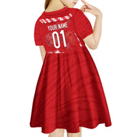 Personalized Turkey Football Bozkurt Mascot Kid Short Sleeve Dress Turkish Flag Crescent Moon Red And White Comic Art