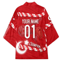 Personalized Turkey Football Bozkurt Mascot Kimono Turkish Flag Crescent Moon Red And White Comic Art