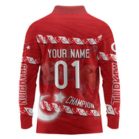 Personalized Turkey Football Bozkurt Mascot Long Sleeve Polo Shirt Turkish Flag Crescent Moon Red And White Comic Art